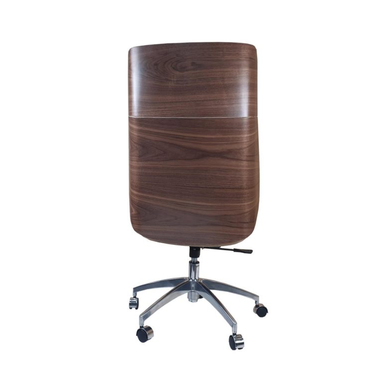 Designer office chair walnut wood Brown leather High back - Charles Eames